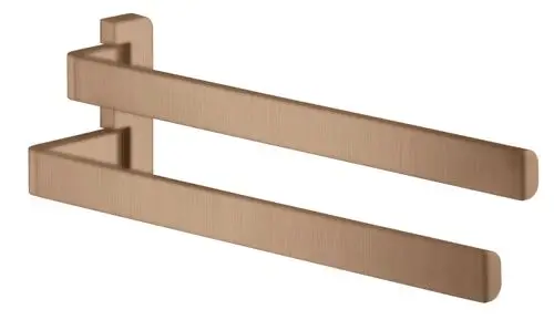 Zweiarmiger Handtuchhalter in gebürstetem Rotgold von AXOR, mit einem schlichten, modernen Design und stabiler Konstruktion zur Wandmontage.